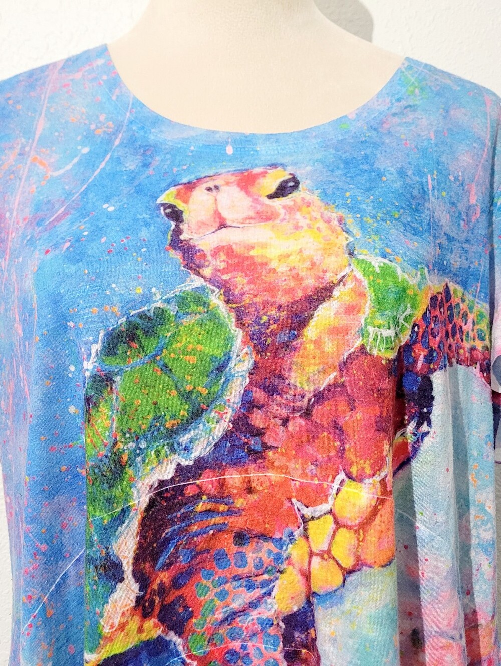 Leoma Lovegrove Sea Turtle Tunic Top Beach Cover Up Size XL Coastal Resort Art - Picture 3 of 10